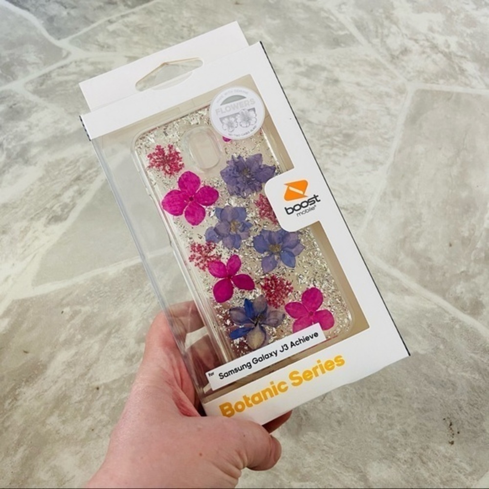 Samsung galaxy J3 achieve pressed flower sparkle botanic series phone case